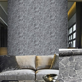 ZeroStage peel and stick stone wallpaper in dark grey for quick kitchen updates