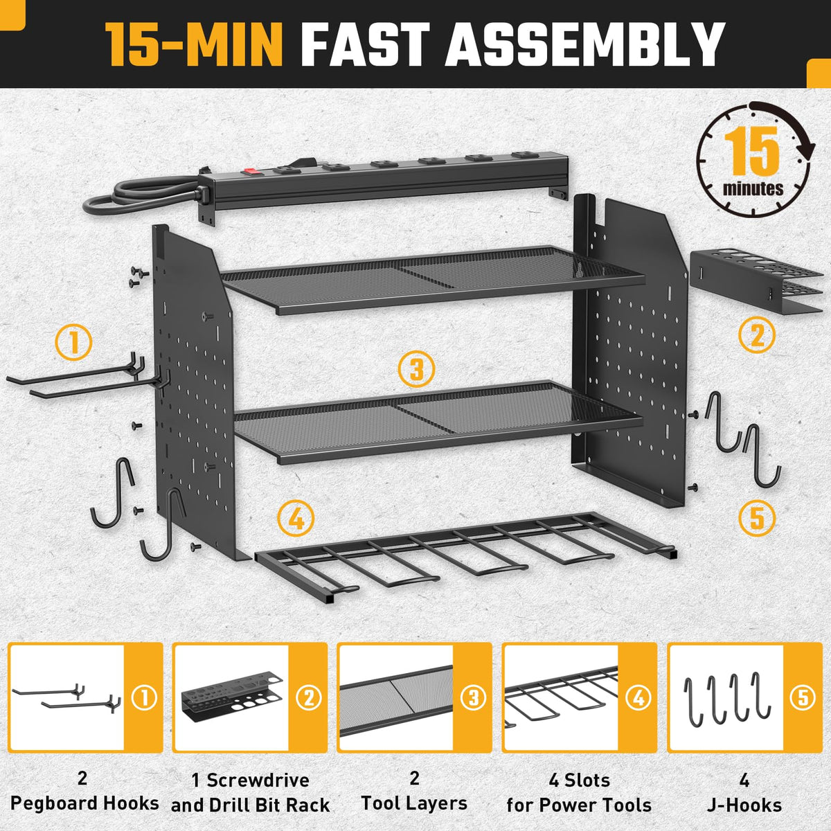 ZESEN adjustable middle shelf for flexible storage in garage or workshop