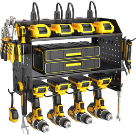 ZESEN power tool organizer wall mount with charging station and six outlets for convenient charging