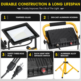 Zetunlo detachable light heads can be hung or placed on the floor for flexibility.