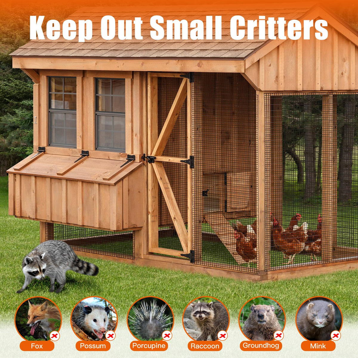 Zevemomo rabbit and chicken coop application secures enclosures.