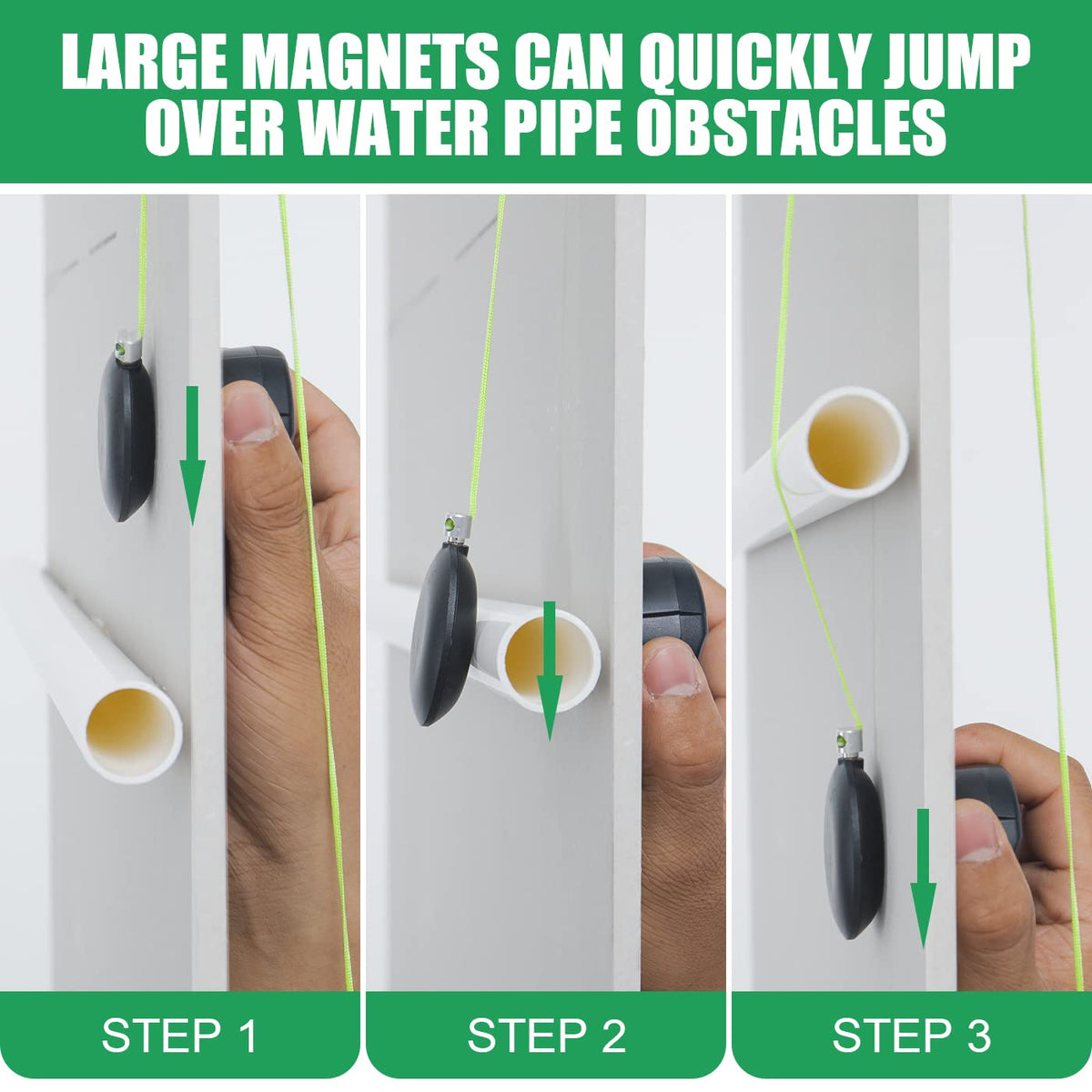 Zezzo WireMag Puller magnets jumping over obstacles for smooth cable passage