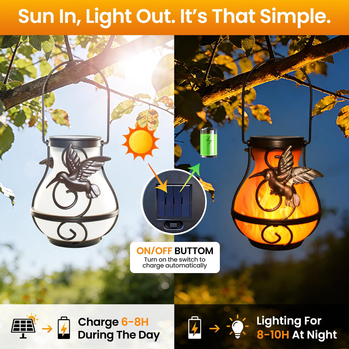 Zfiglum auto-on-off lanterns light automatically at dusk for hands-free evenings.