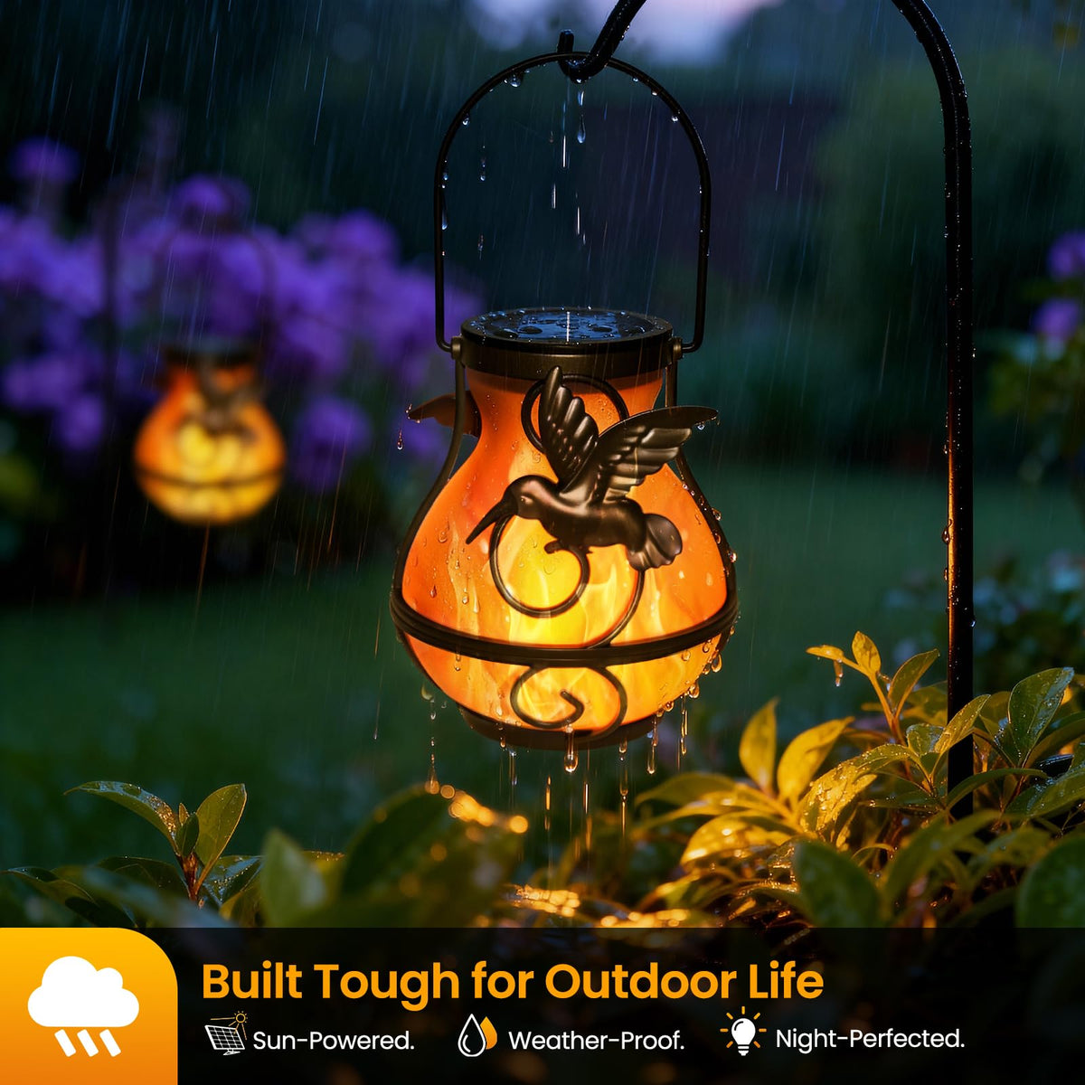 Zfiglum hummingbird-design lantern adds elegant porch décor.