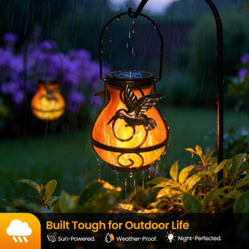 Zfiglum hummingbird-design lantern adds elegant porch décor.