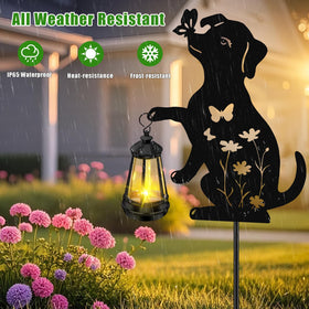 ZFNN floral cutout dog silhouette enhances daytime garden art