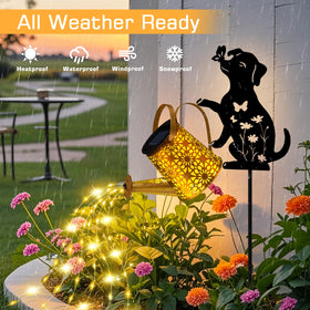 ZFNN IP65 weatherproof dog stake withstands rain for year-round outdoor display.
