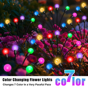 ZFNN Solar Firefly Lights close-up of IP65 waterproof bulbs and flexible stems.