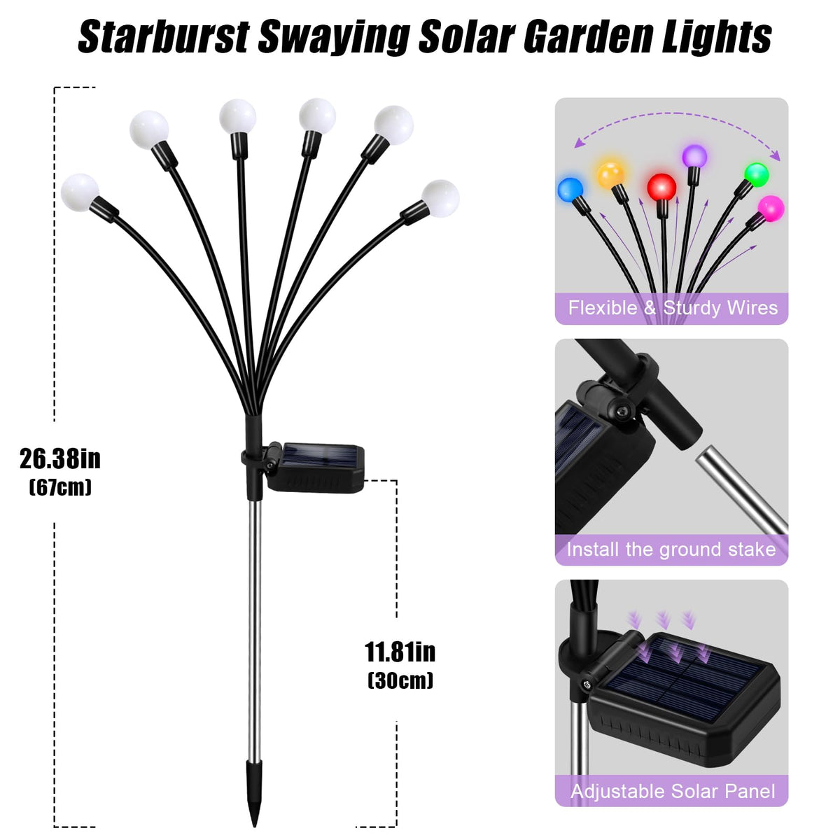 ZFNN Solar Firefly Lights feature multicolor RGB mode for festive events.