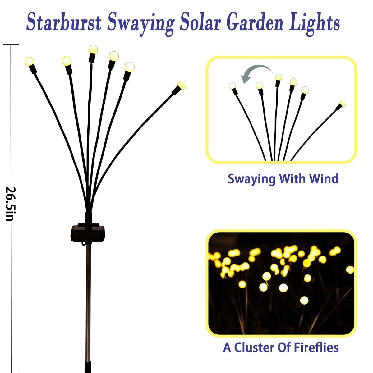 ZFNN solar firefly lights warm white glow enhances lawn and pathway lighting.