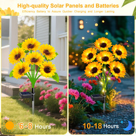 ZFNN solar sunflower lights with buds and leaves enhance outdoor charm