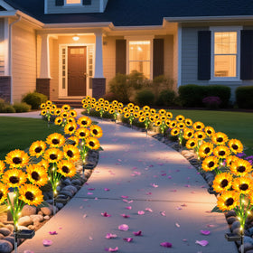 ZFNN solar sunflower lights stake easily for quick setup