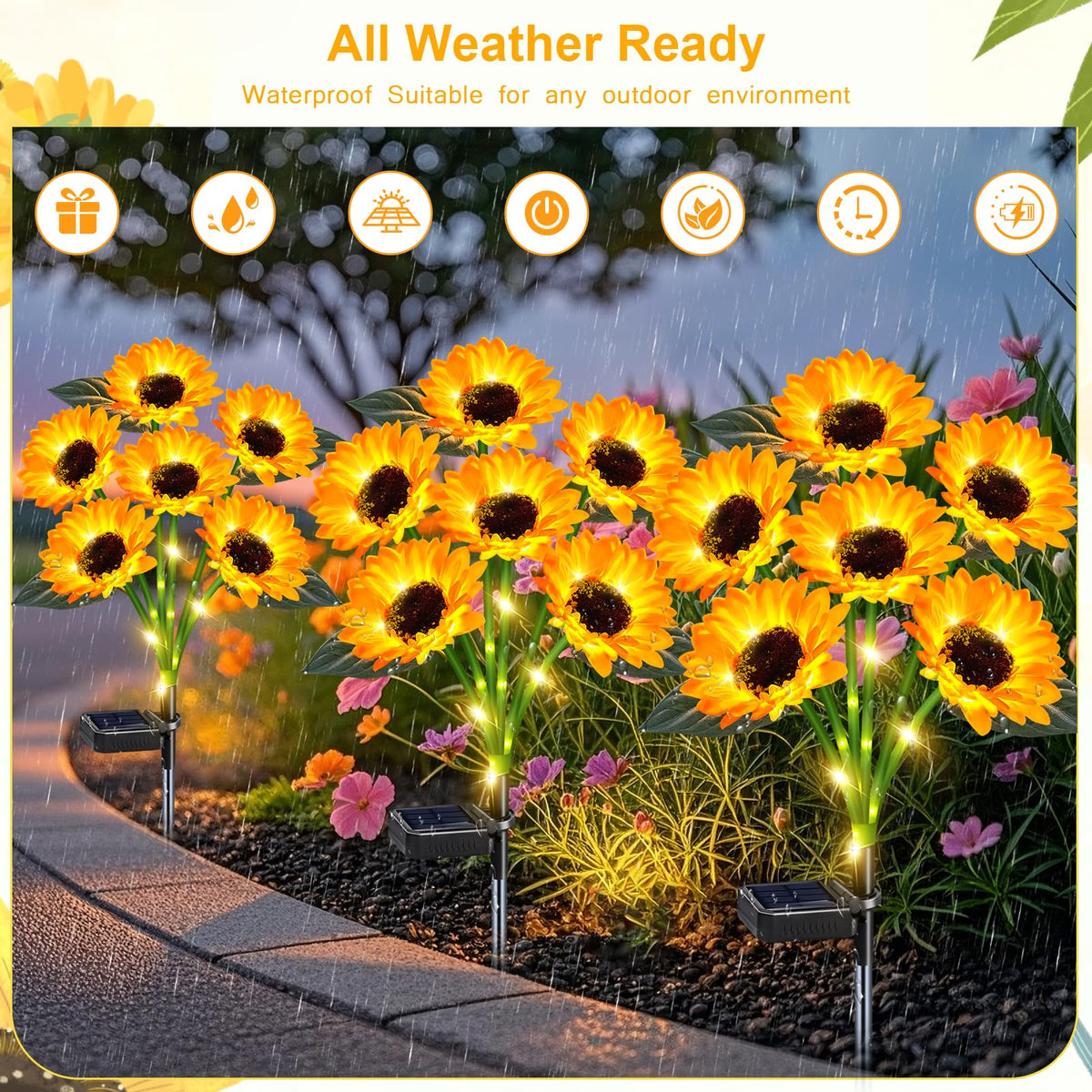 ZFNN solar sunflower lights upgraded petals add lifelike bloom to your yard