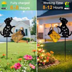 ZFNN solar watering can lights cascade like water at night for magical ambiance.