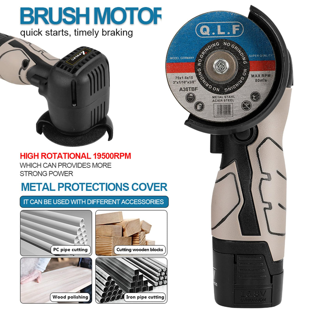 Ergonomic rubber handle provides a secure grip during extended use.