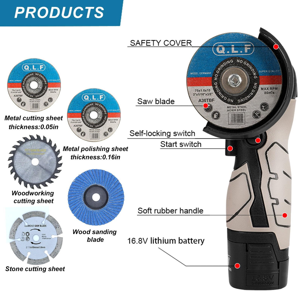 Six cutting discs included for immediate material removal and finishing.