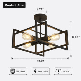 ZGLAOJT black industrial flush mount adds modern flair to any room.