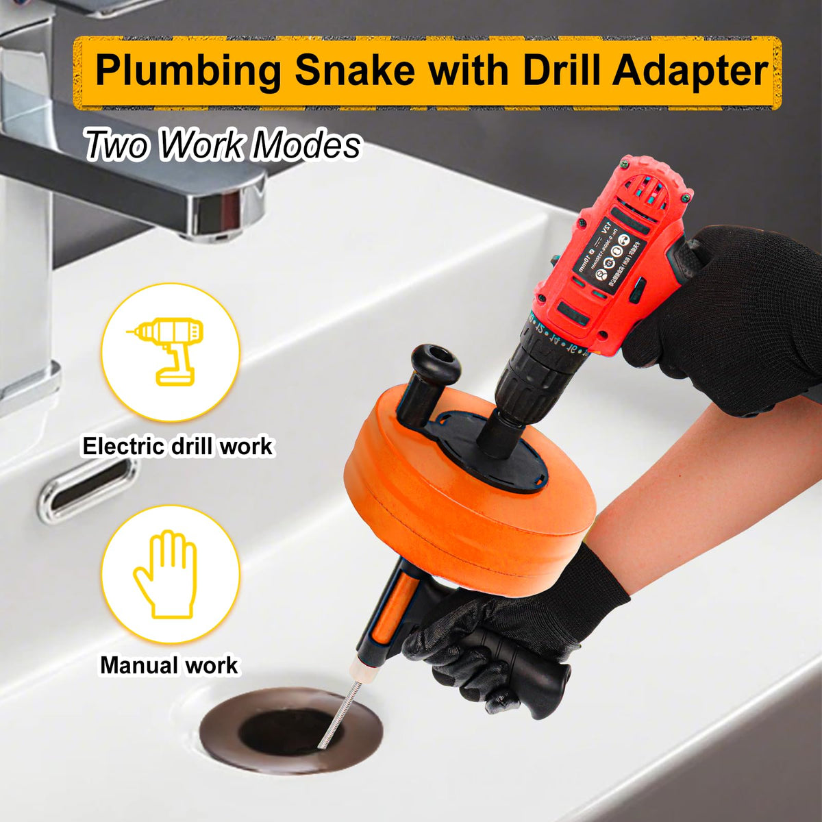 Zgqmcgy drain auger with drill adapter enabling powered clog removal