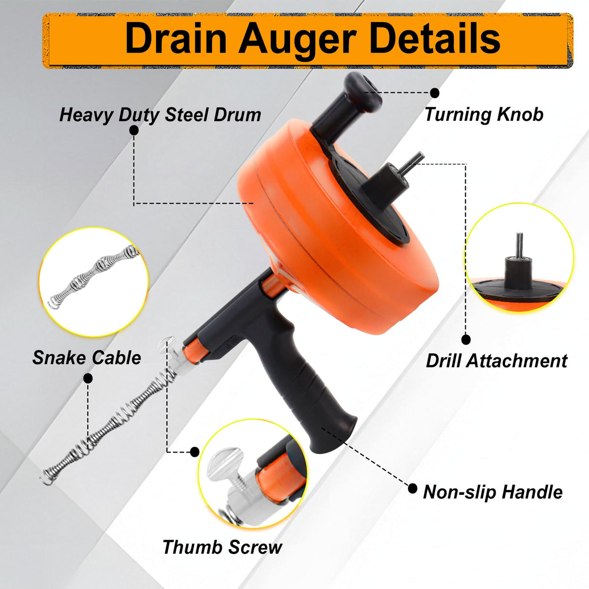 Zgqmcgy drain auger is pipe-safe for various drain sizes