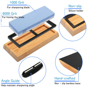 ZGQOOFA base with non-slip bamboo keeps stone steady during honing