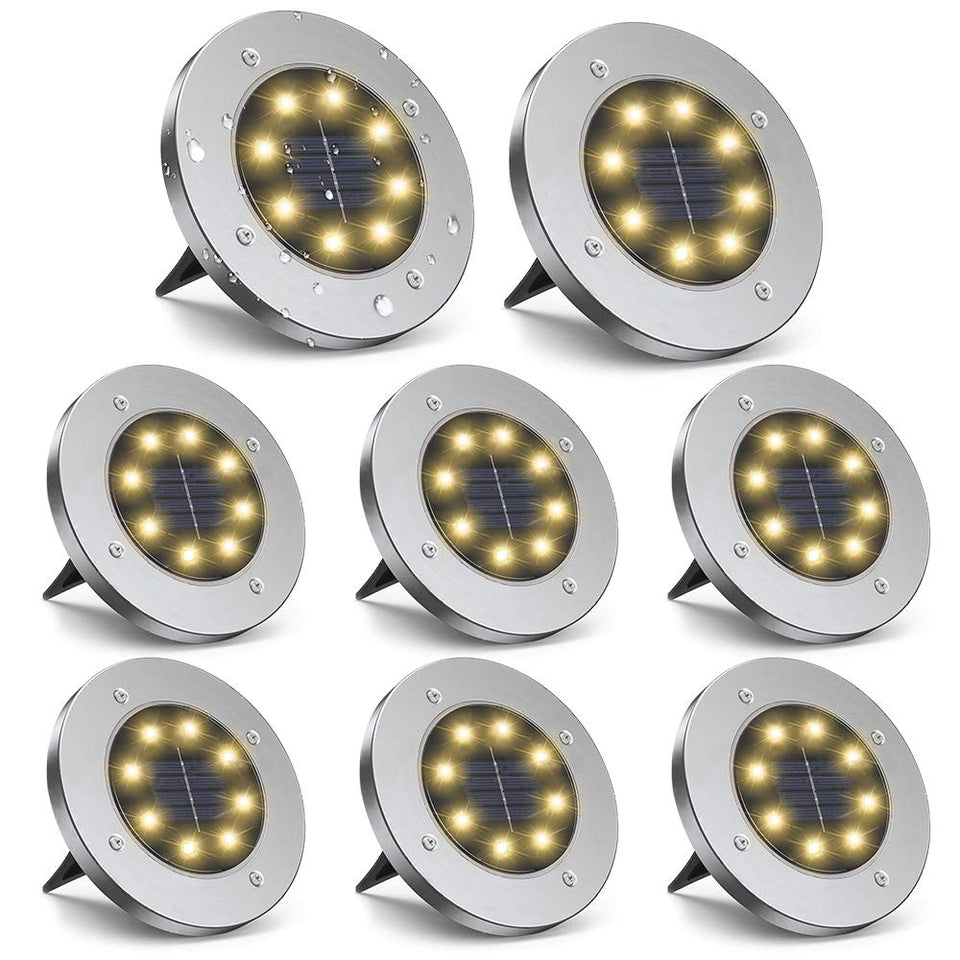 ZGWJ 8-pack solar ground lights arranged along a garden path for alluring curb appeal
