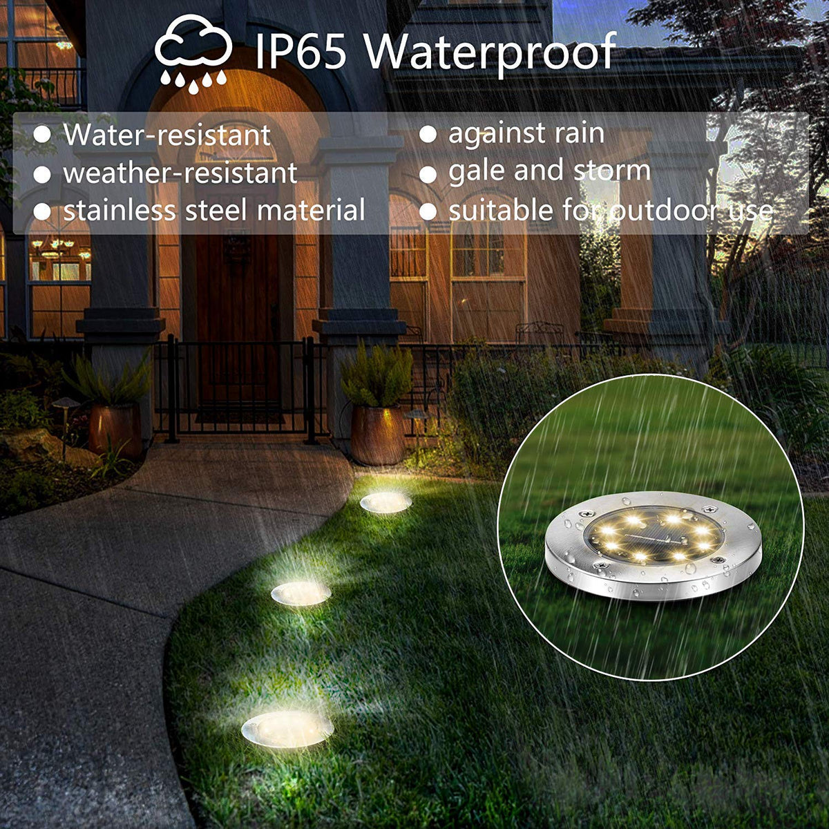 ZGWJ patio and driveway illumination creating subtle evening ambiance