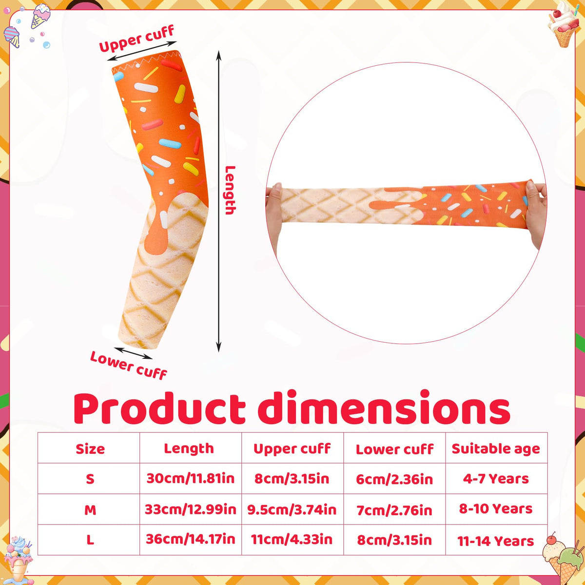 Zhamate ice cream cone pattern sleeve adds playful style to sports.