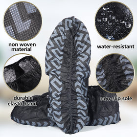 Zhanmai indoor-use shoe covers stay securely on with elastic bands.