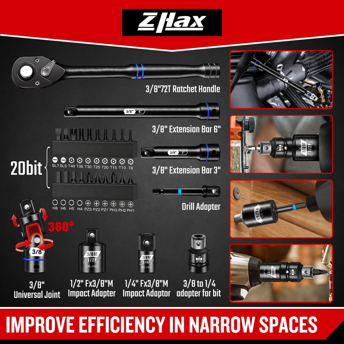 ZHAX metric deep and shallow sockets range from 8 to 22 mm