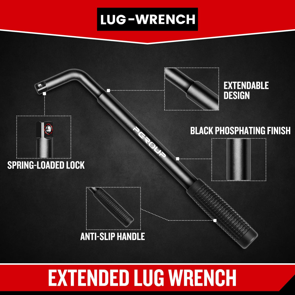 Zhax rubber grip provides secure, comfortable handling during roadside repairs.