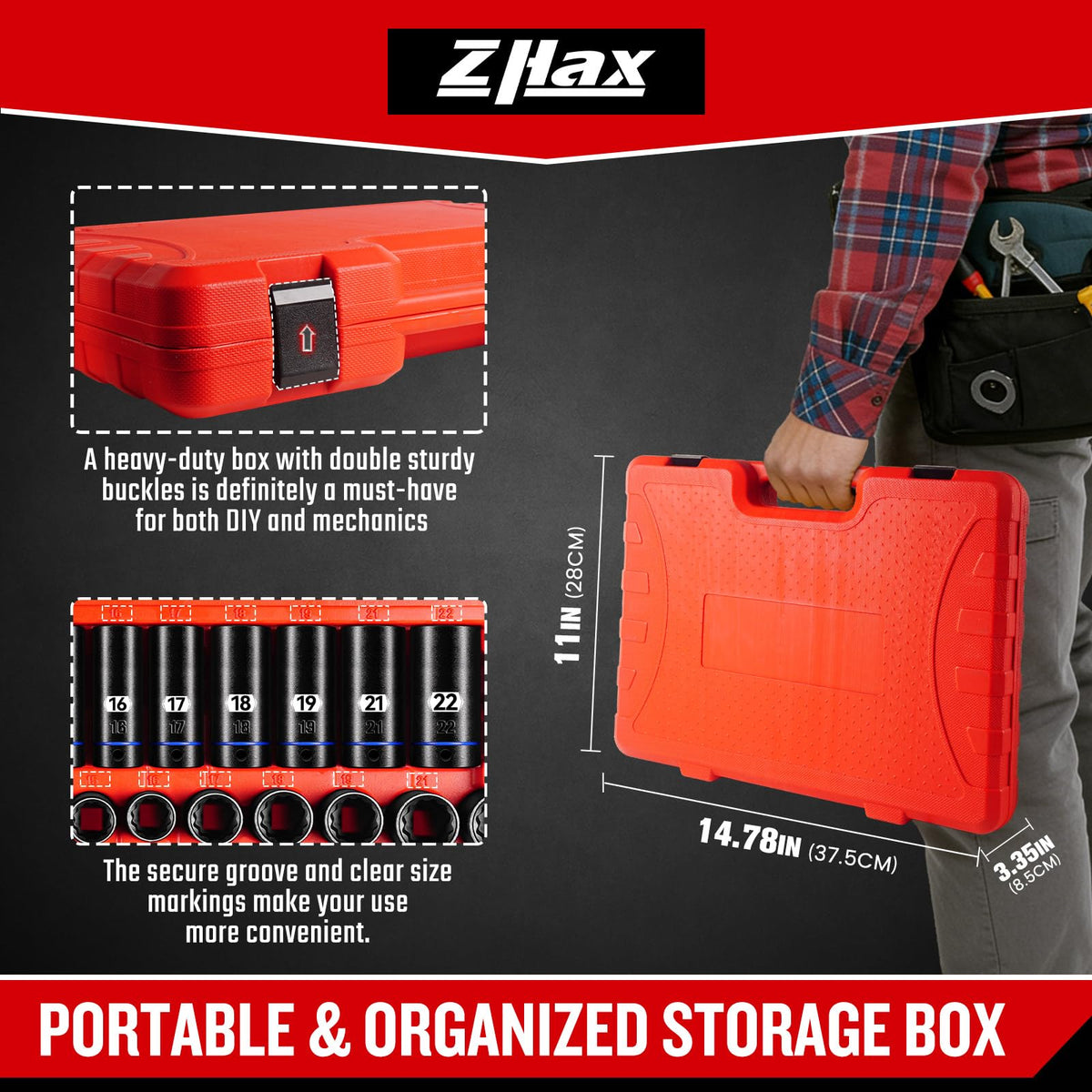 ZHAX storage case with color rings keeps sockets organized