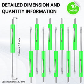 Dual-end design with valve core tool for tight spaces.