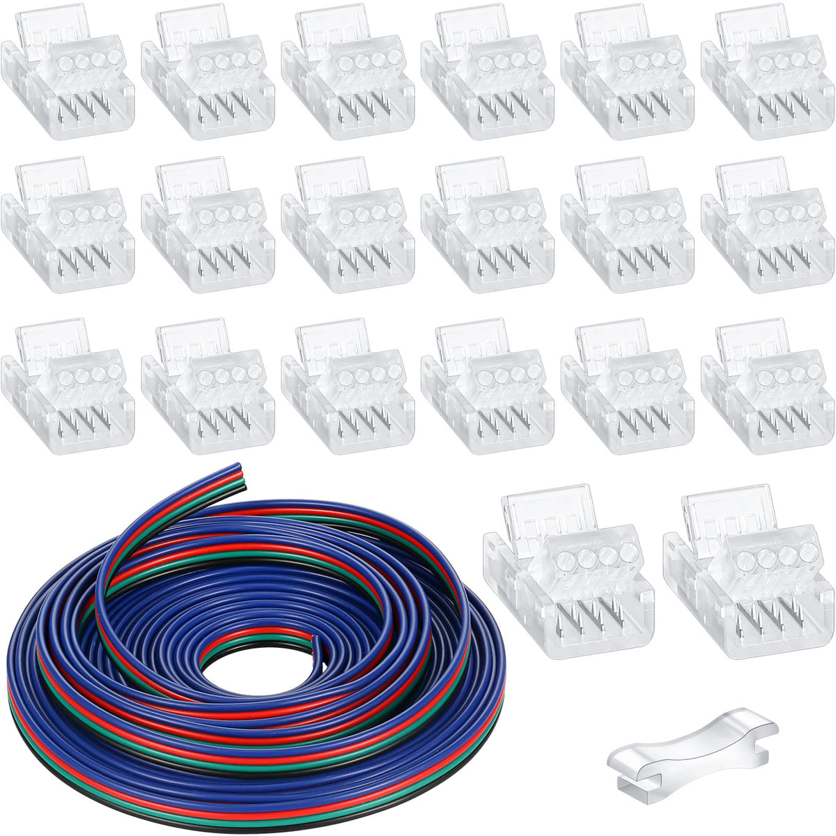 Zhengmy 20-pack 4-pin 10mm LED connectors set for quick strip connections