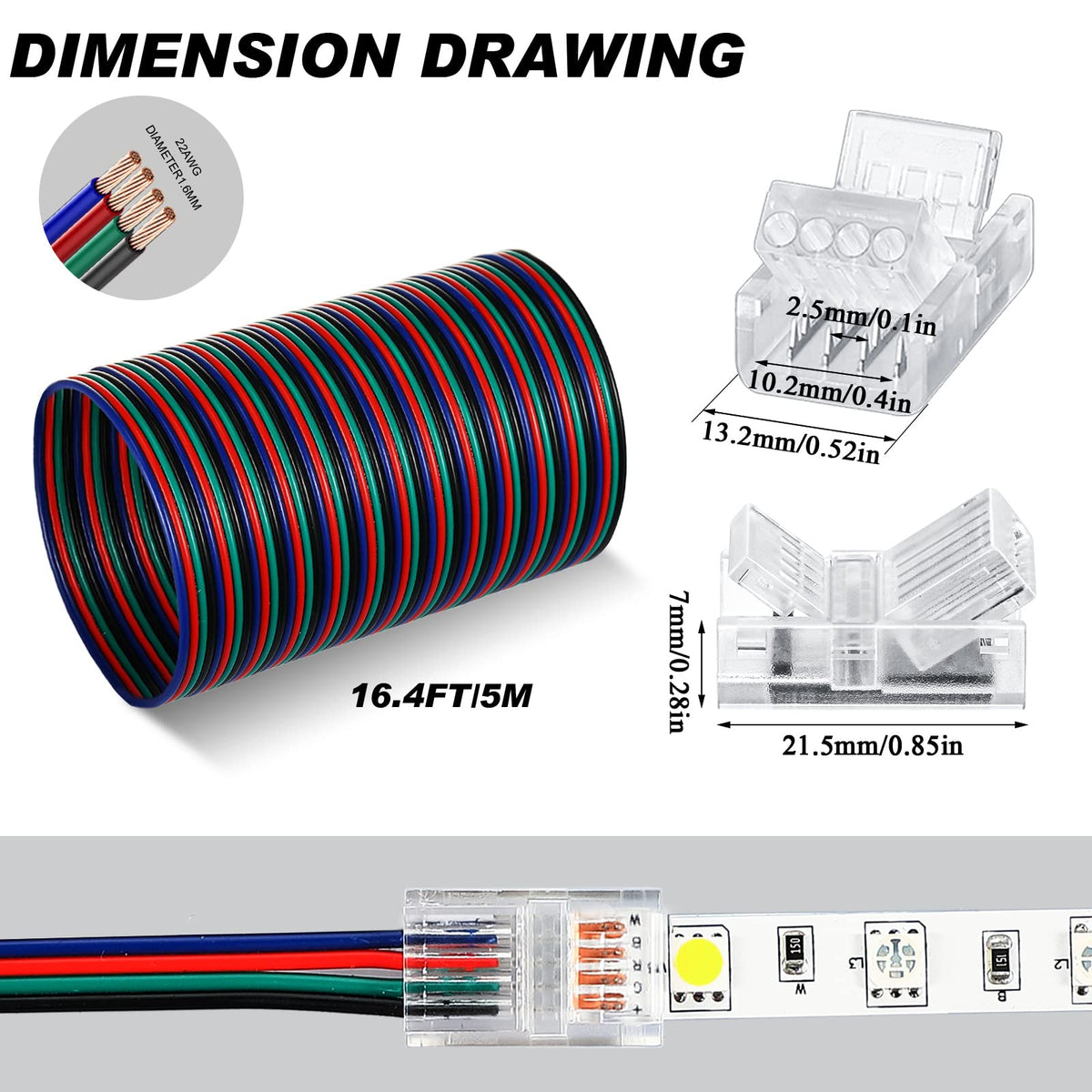 Zhengmy transparent LED connectors for clean, secure strip wiring