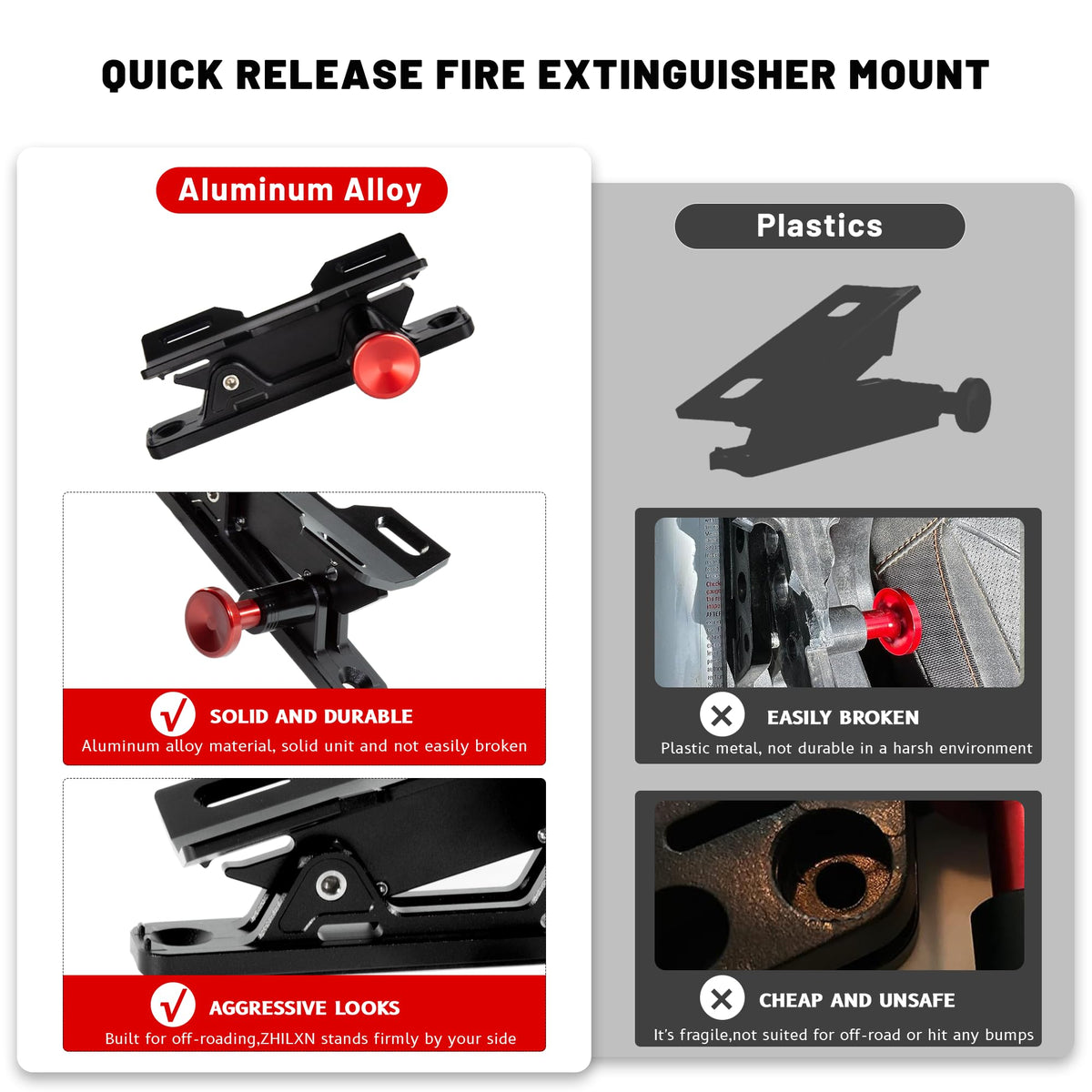 ZHILXN aluminum UTV bracket mounted on a roll bar for rugged use
