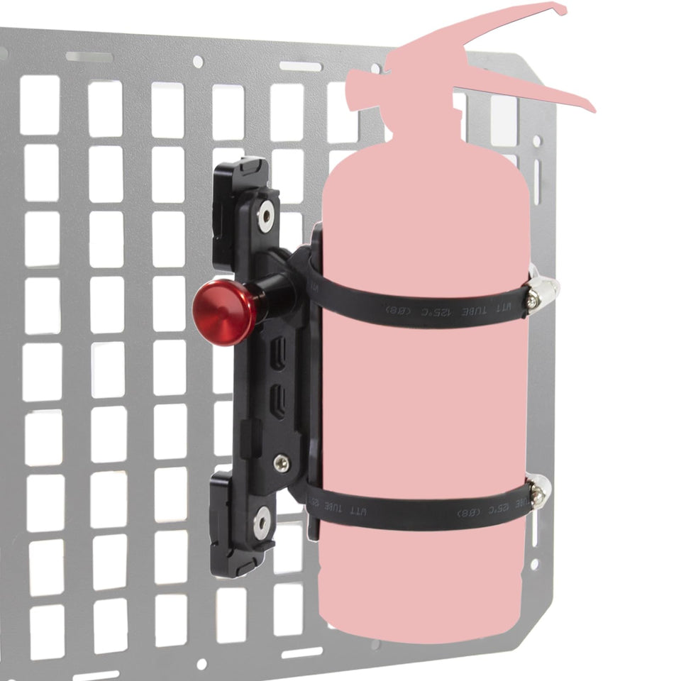 ZHILXN Molle Panel Fire Extinguisher Mount on MOLLE panels for quick access.