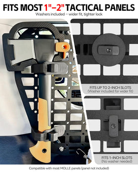 ZHILXN shovel holder attached to a truck MOLLE panel for versatile mounting