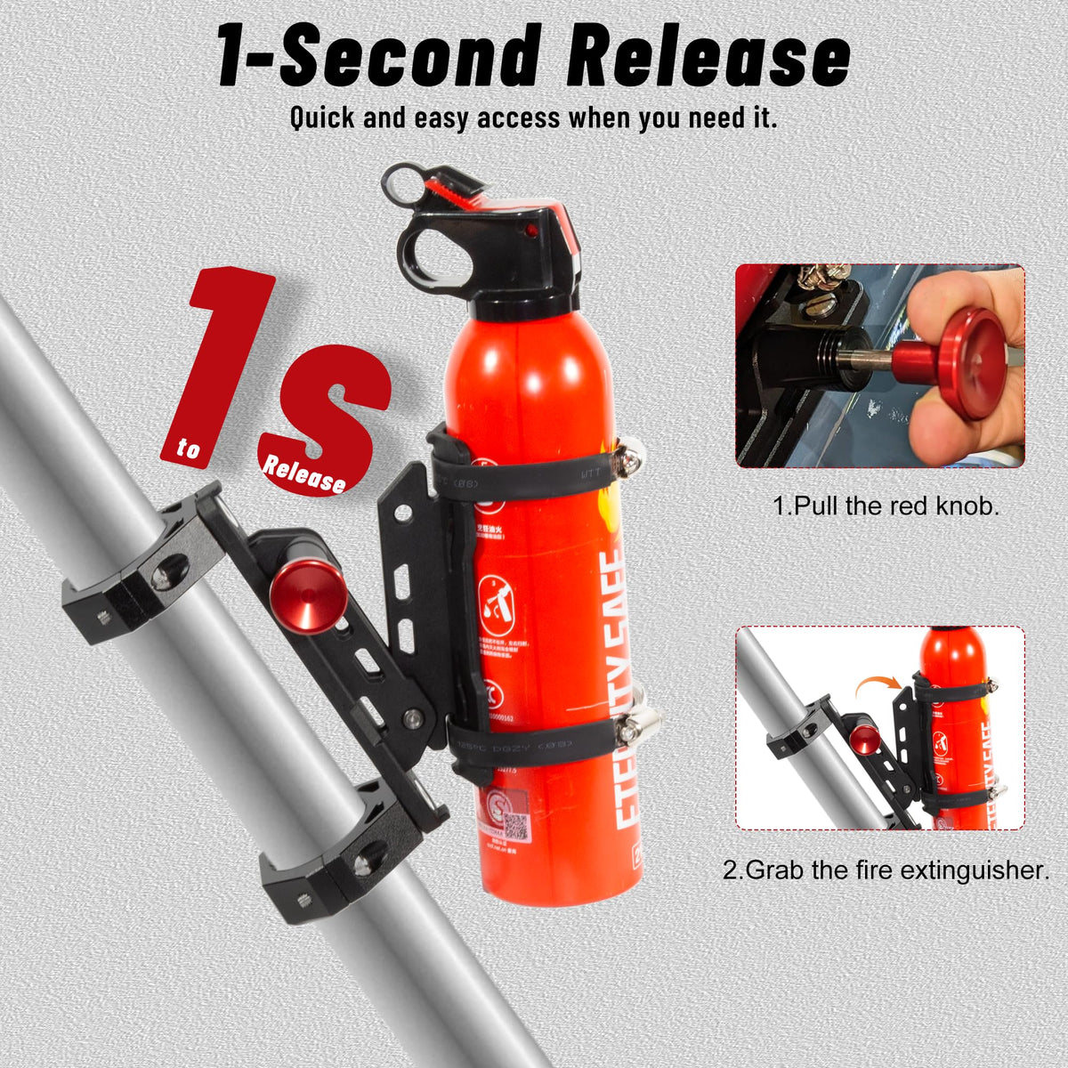 ZHILXN UTV fire extinguisher mount roll-bar bracket fits 1.75-2 inch roll bars for secure mounting