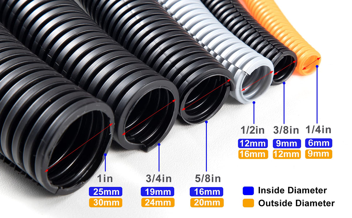 ZhiYo 50ft split loom tubing resists oil and chemicals, ideal for engine bays.
