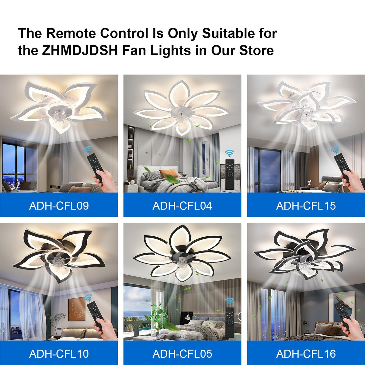 ZHMDJDSH ADH CFL02 remote close-up showing model compatibility and flexibility