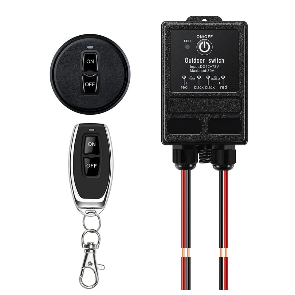ZHOFONET 12V remote control relay switch with long-range operation for lights and motors