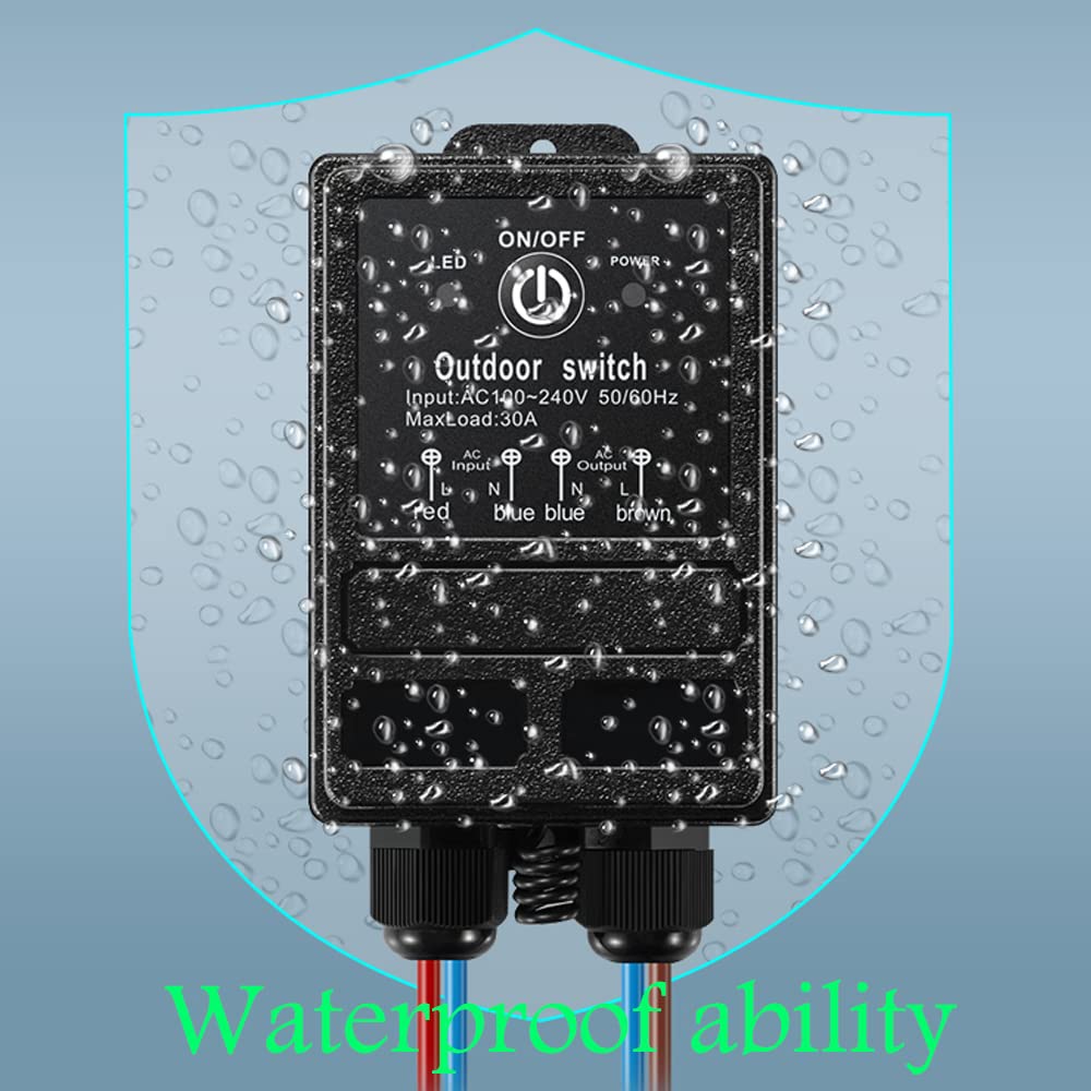 ZHOFONET IP65 waterproof switch for indoor and outdoor use in damp spaces.
