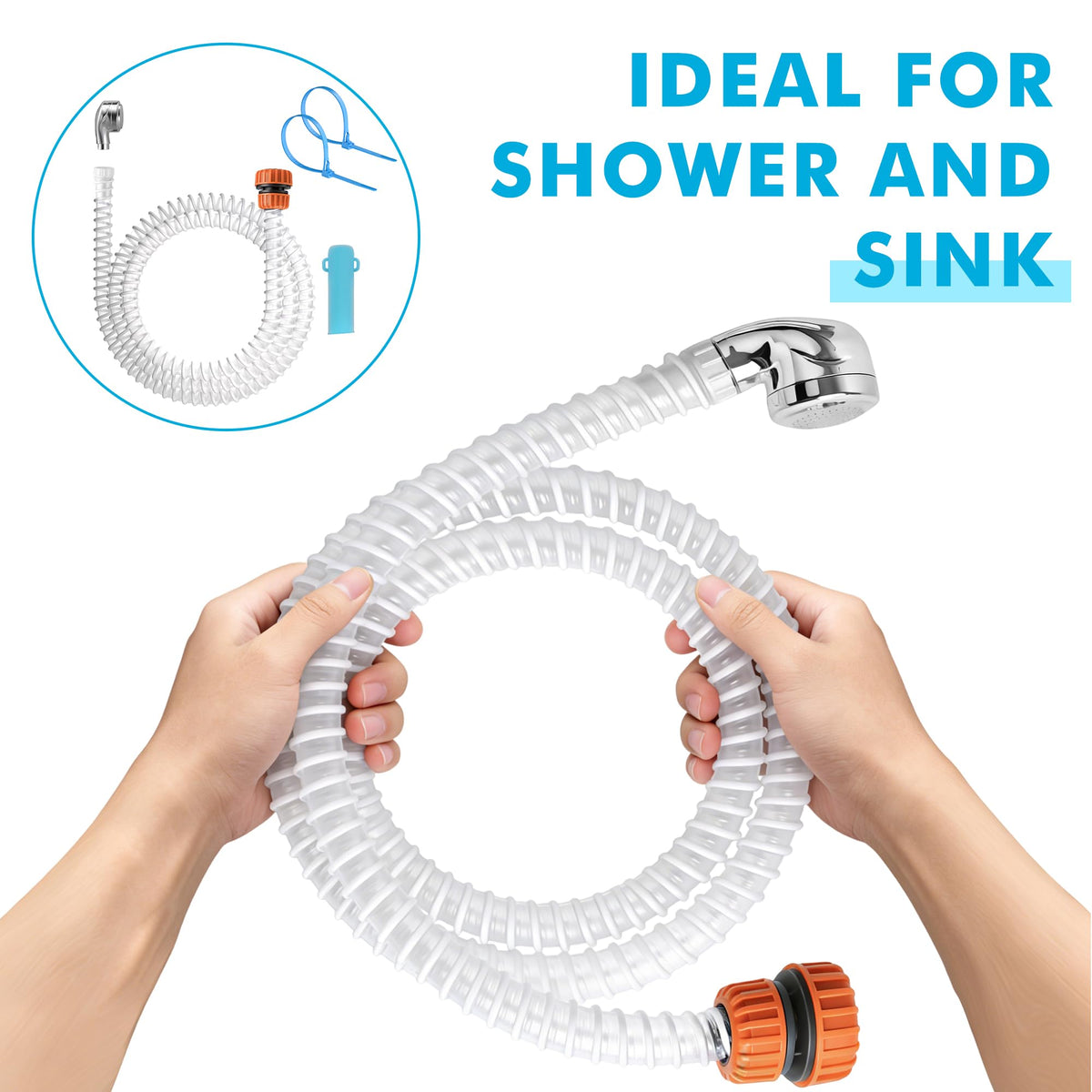 Zhongpu Reach handheld sprayer head for hair washing and tub cleaning.