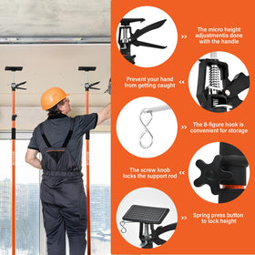 Zhoptow adjustable height pole adapts from 45 to 114 inches for tasks.