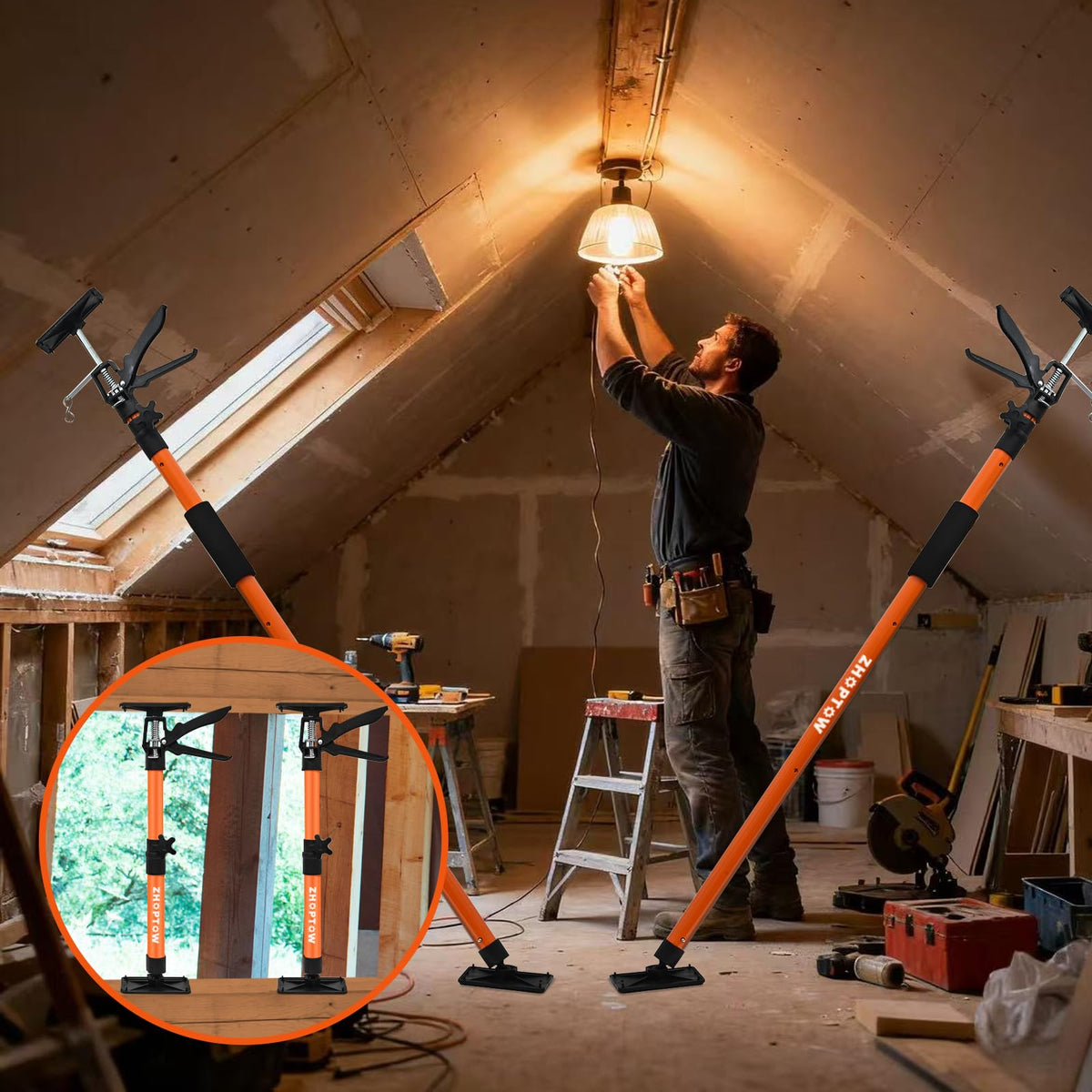 Zhoptow heavy-duty 154 lbs capacity supports cabinet and drywall tasks.