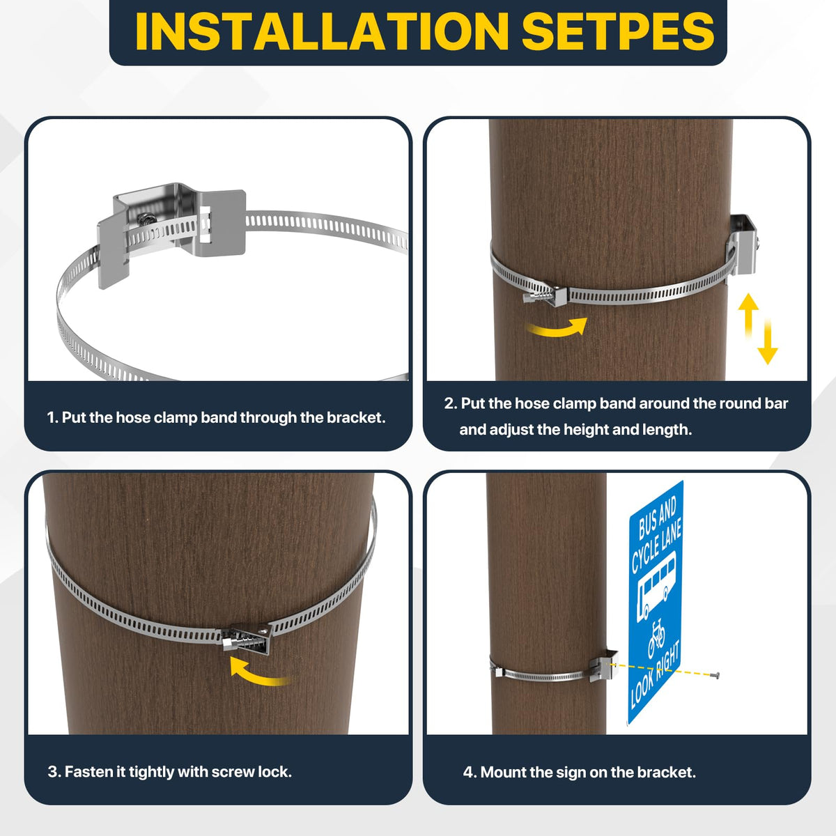 ZhouDaShu pole brackets with threaded holes for secure signs