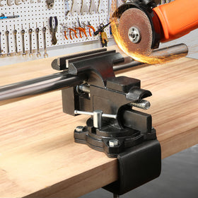ZHRMJZG Bench Vise 270-degree swivel demonstrates versatile positioning.