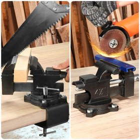ZHRMJZG Bench Vise soft jaws highlight adaptable grip for delicate work.
