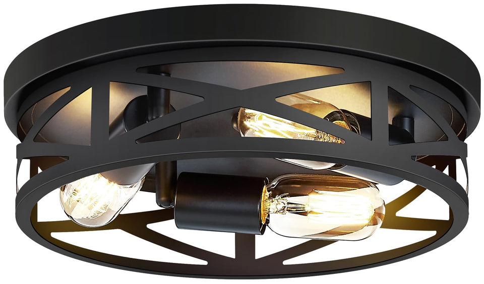 ZHU YAN 13-inch farmhouse ceiling light with three bulbs adds hallway ambiance.