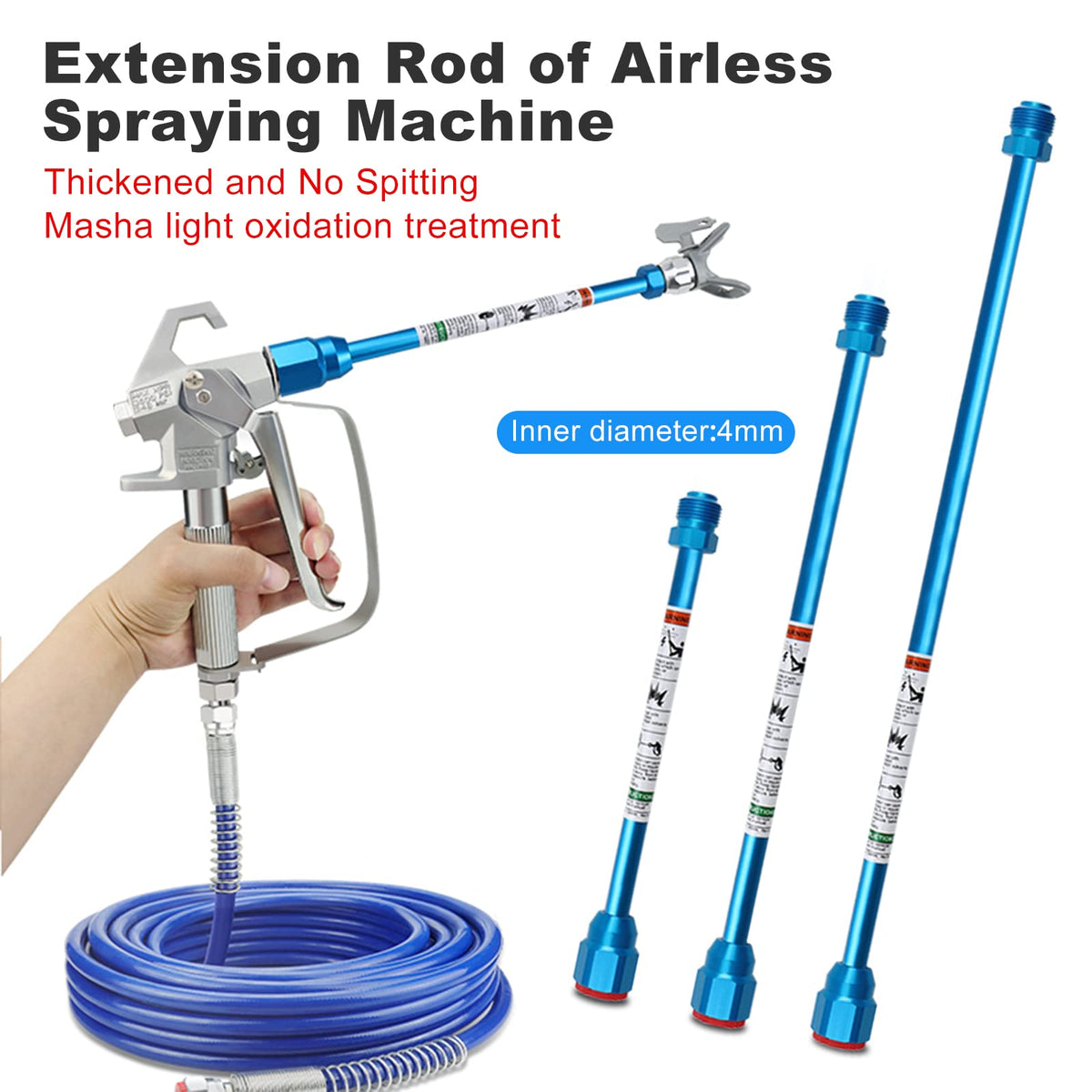ZHUITU airless extension rod 11.8 inch reaches high walls easily.